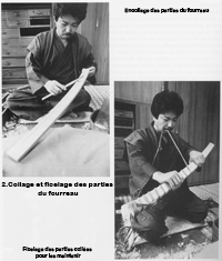 collage et ficelage fourreau